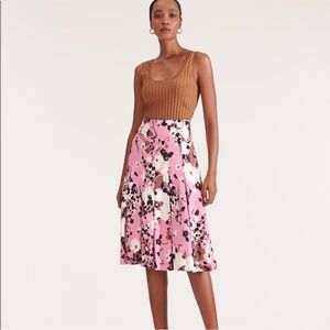 Veronica Beard Sonia Pleated Floral Midi Skirt